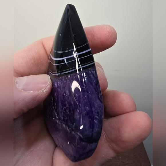Purple and Black Agate Crystal Teardrop Freeform - Picture 12 of 12